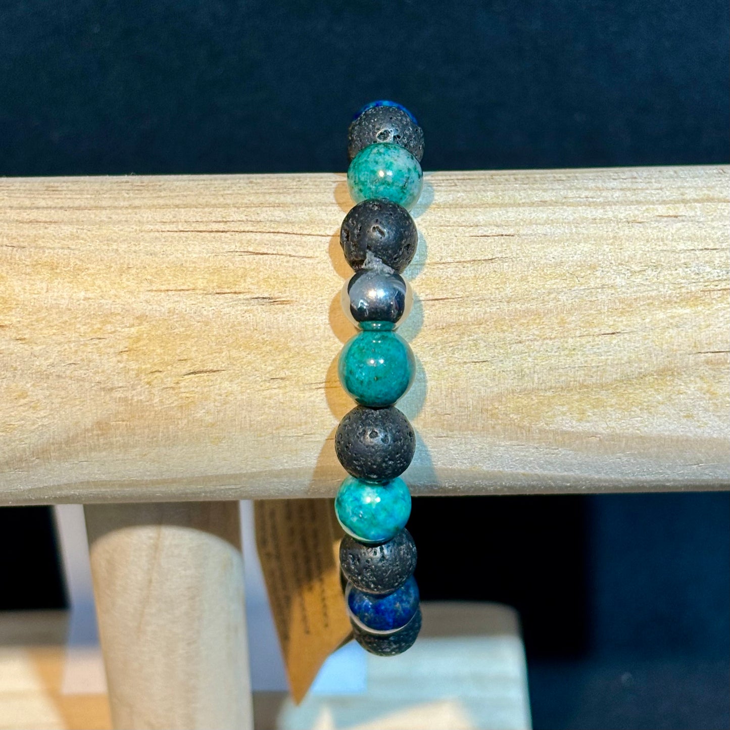 Pulsera Azurita y Roca Volcánica