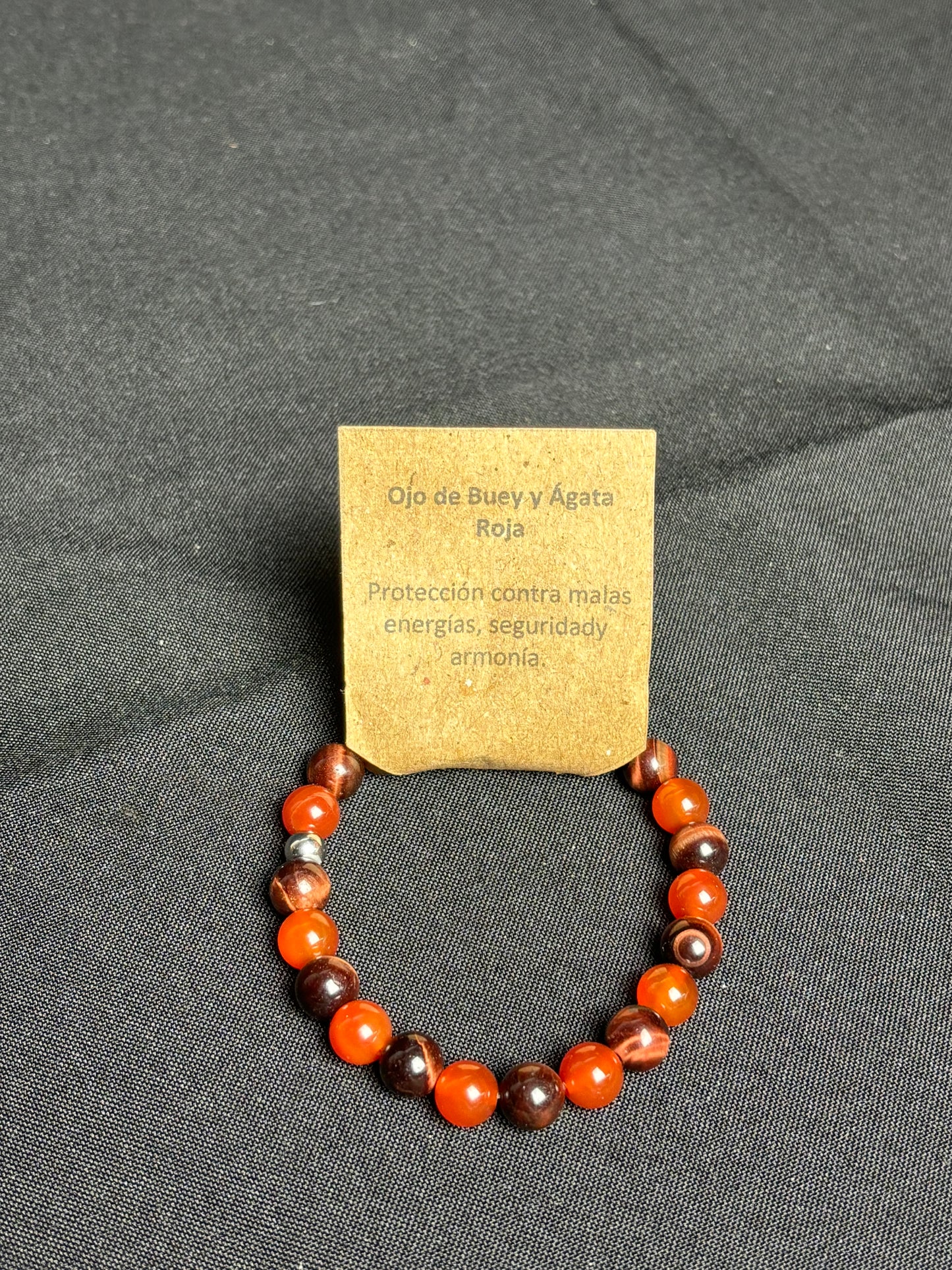 Pulsera Ojo de Buey y Ágata Roja