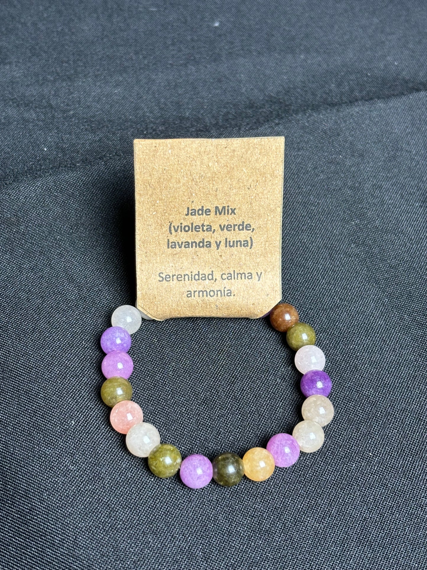 Pulsera Jade Violeta, Verde, Lavanda y Luna