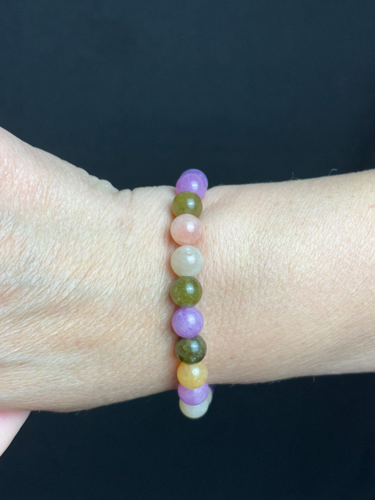 Pulsera Jade Violeta, Verde, Lavanda y Luna