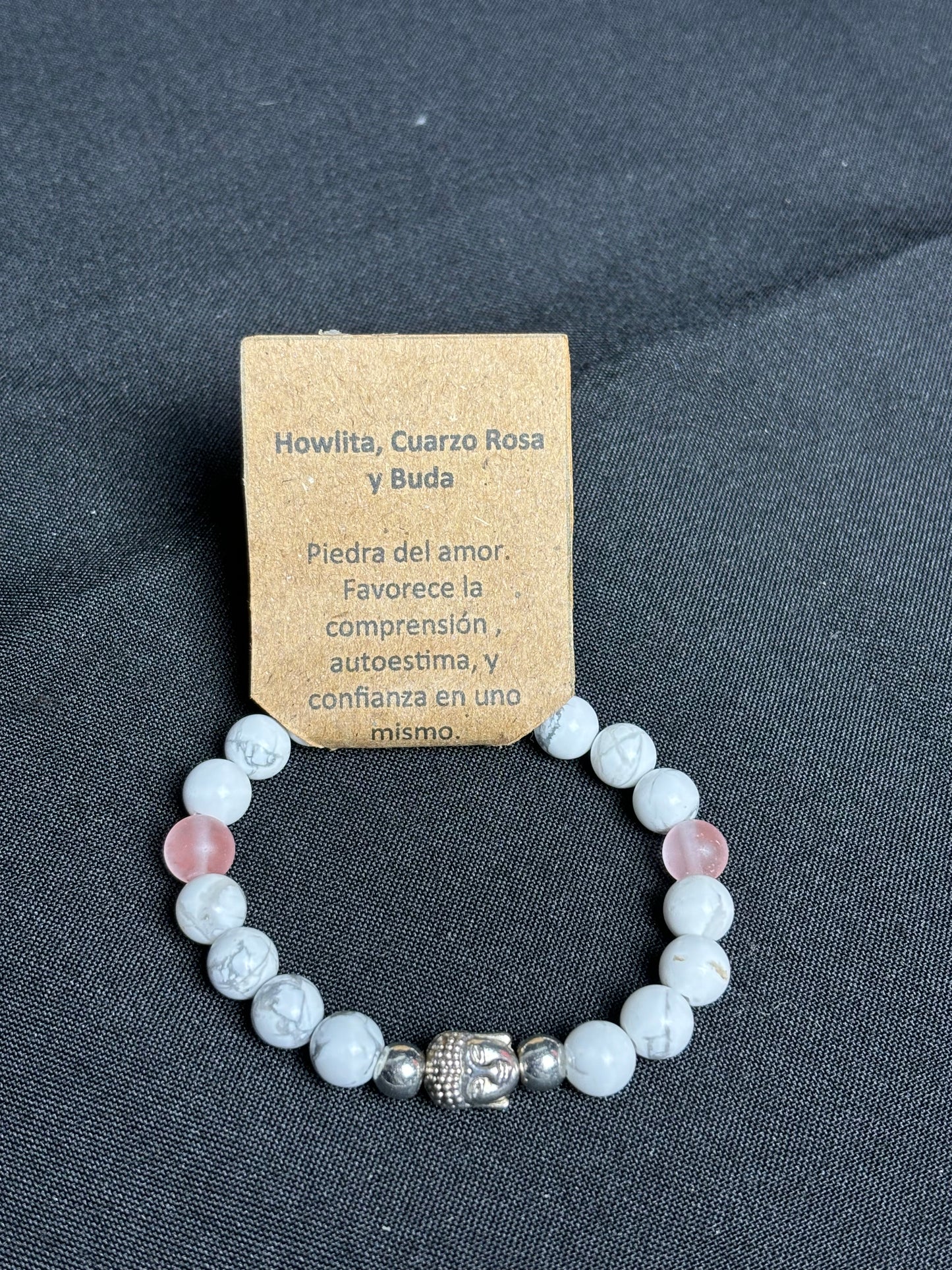 Pulsera Howlita y Cuarzo Rosa con Buda