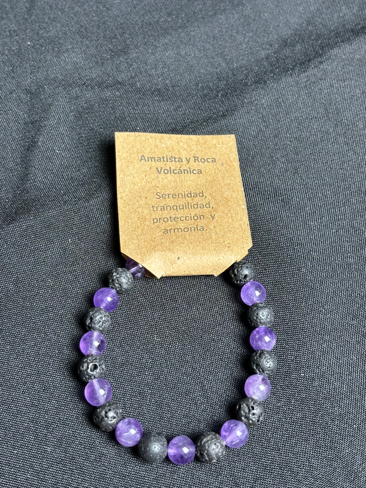 Pulsera Amatista y Roca Volcánica