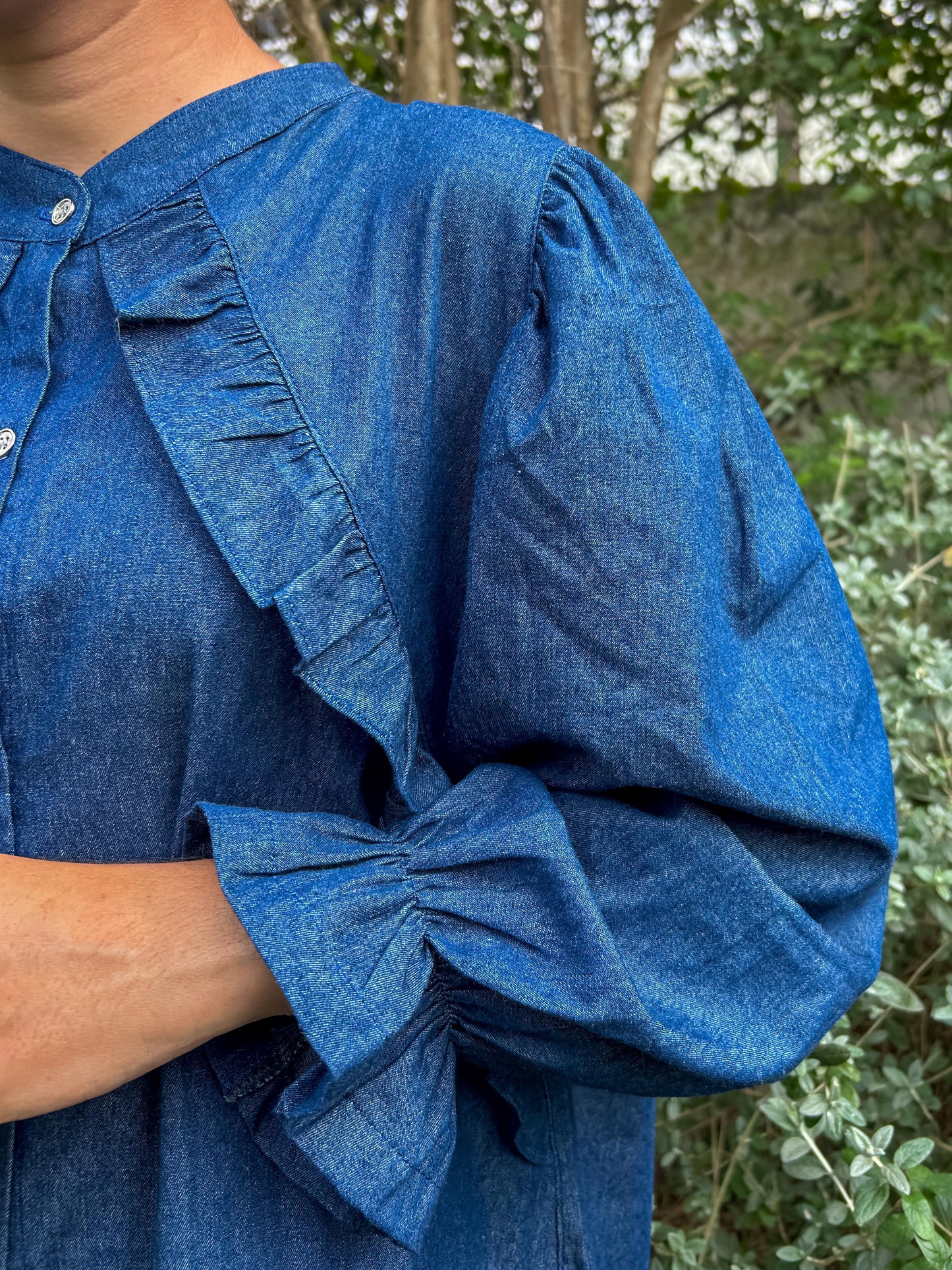 Camisa de Jean Con Volados