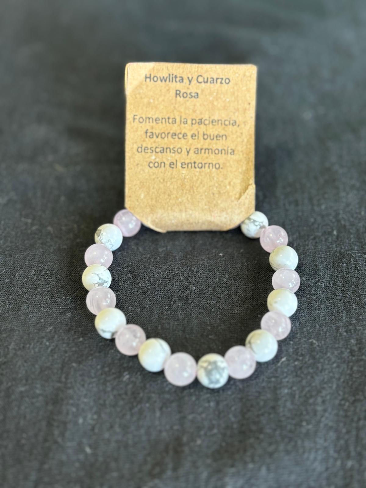 Pulsera Howlita y Cuarzo Rosa