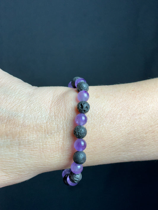 Pulsera Amatista y Roca Volcánica